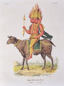 Agni, Dios del Fuego, grabado por Charles Etienne Pierre (1785-1836)